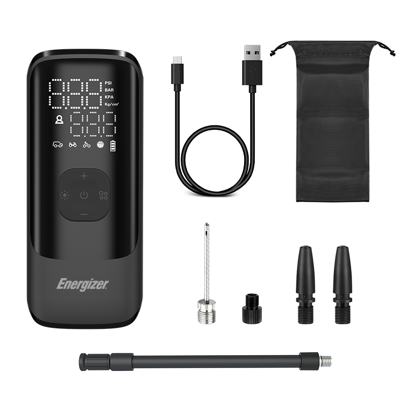 Bơm hơi di động cầm tay kiêm pin sạc dự phòng Energizer, bơm lốp xe ôtô/xe máy/xe đạp, banh/bóng, phao - Hàng chính hãng