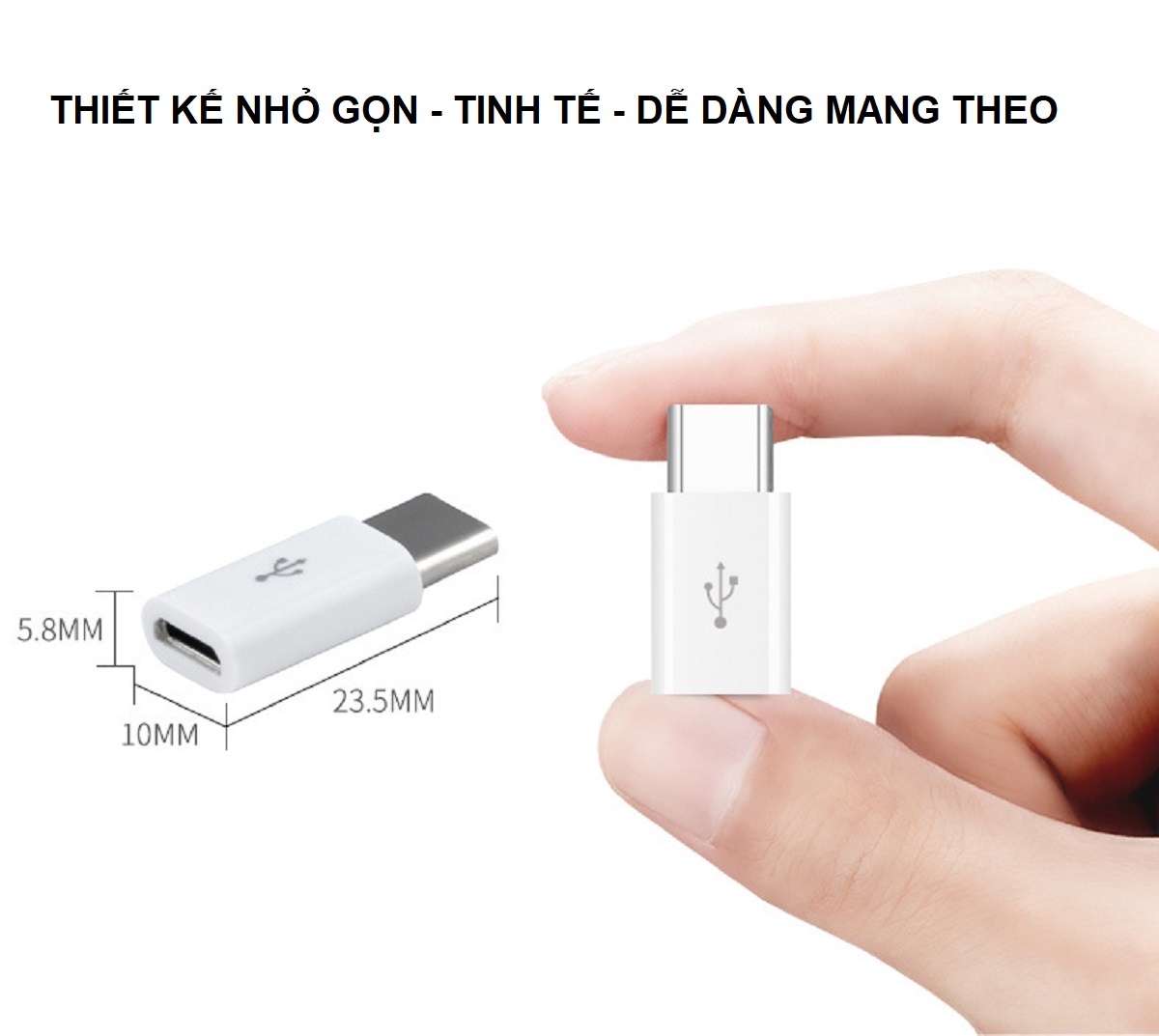 Đầu Chuyển Đổi USB Type C Sang Cổng Micro USB Màu Trắng