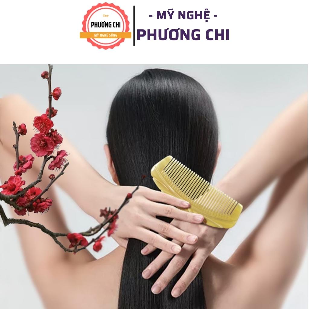 Lược sừng múi bưởi màu trắng nưa dài 13cm, lược chải tóc gỡ rối massage đầu | Mỹ nghệ phương chi