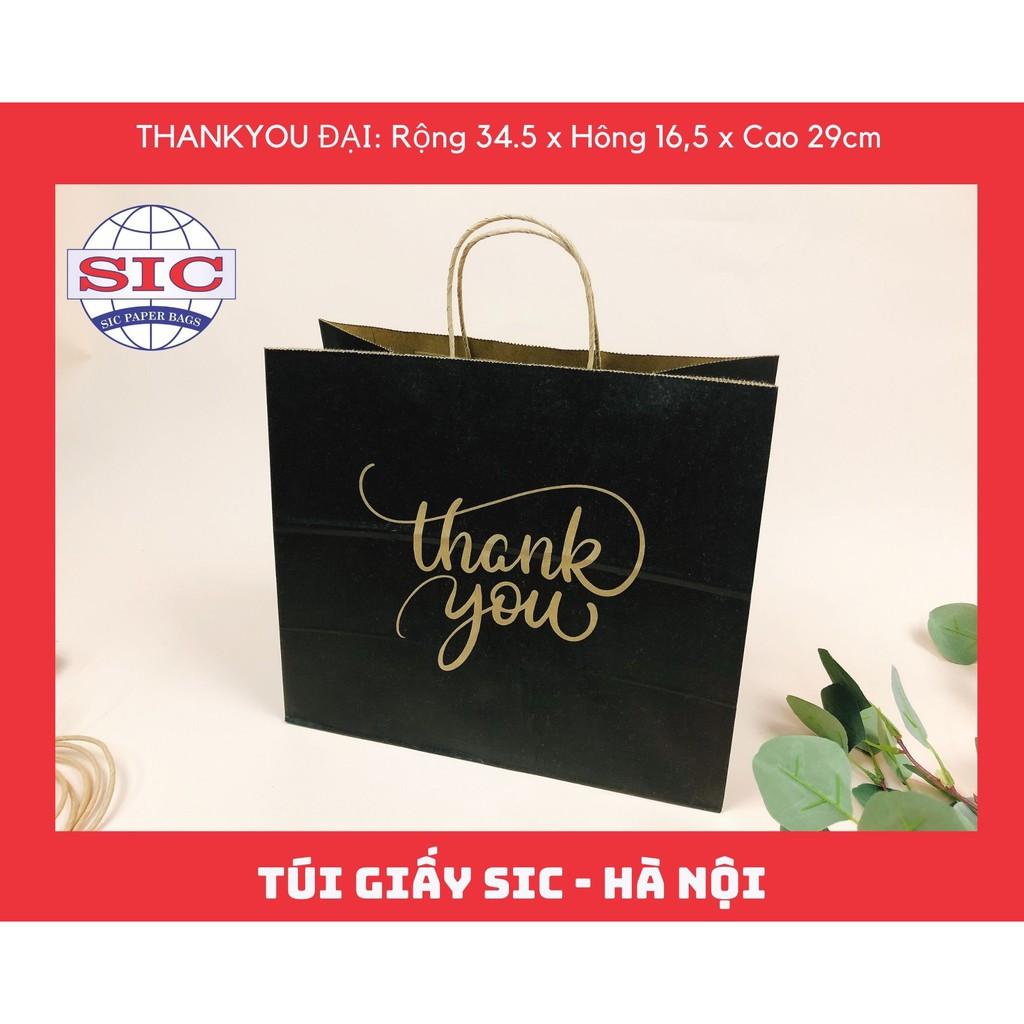 TÚI GIẤY THANKYOU ĐẠI MÀU ĐEN CÓ QUAI ĐỰNG QUẦN ÁO GIÀY DÉP QUÀ TẶNG SỔ VỞ
