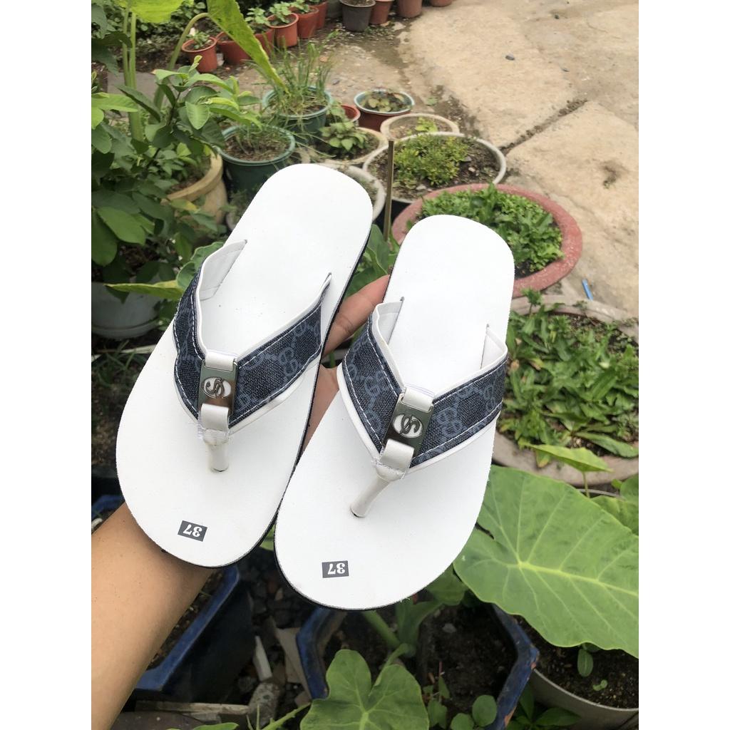 sandal đồng nai dép kẹp nam và nữ ( đế trắng quai kẹp gg xanh đen lót trắng ) size từ 35 nữ đến 44 nam