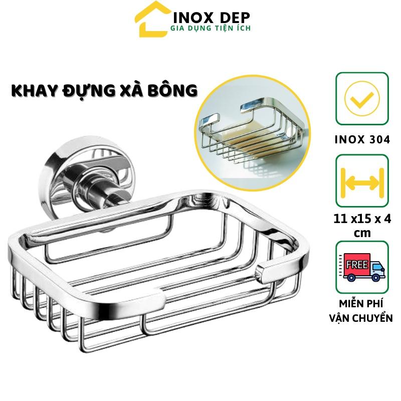 Bộ sản phẩm nhà tắm thông minh cao cấp máng khăn kệ xà bông inox giá treo giấy vệ sinh kệ kính