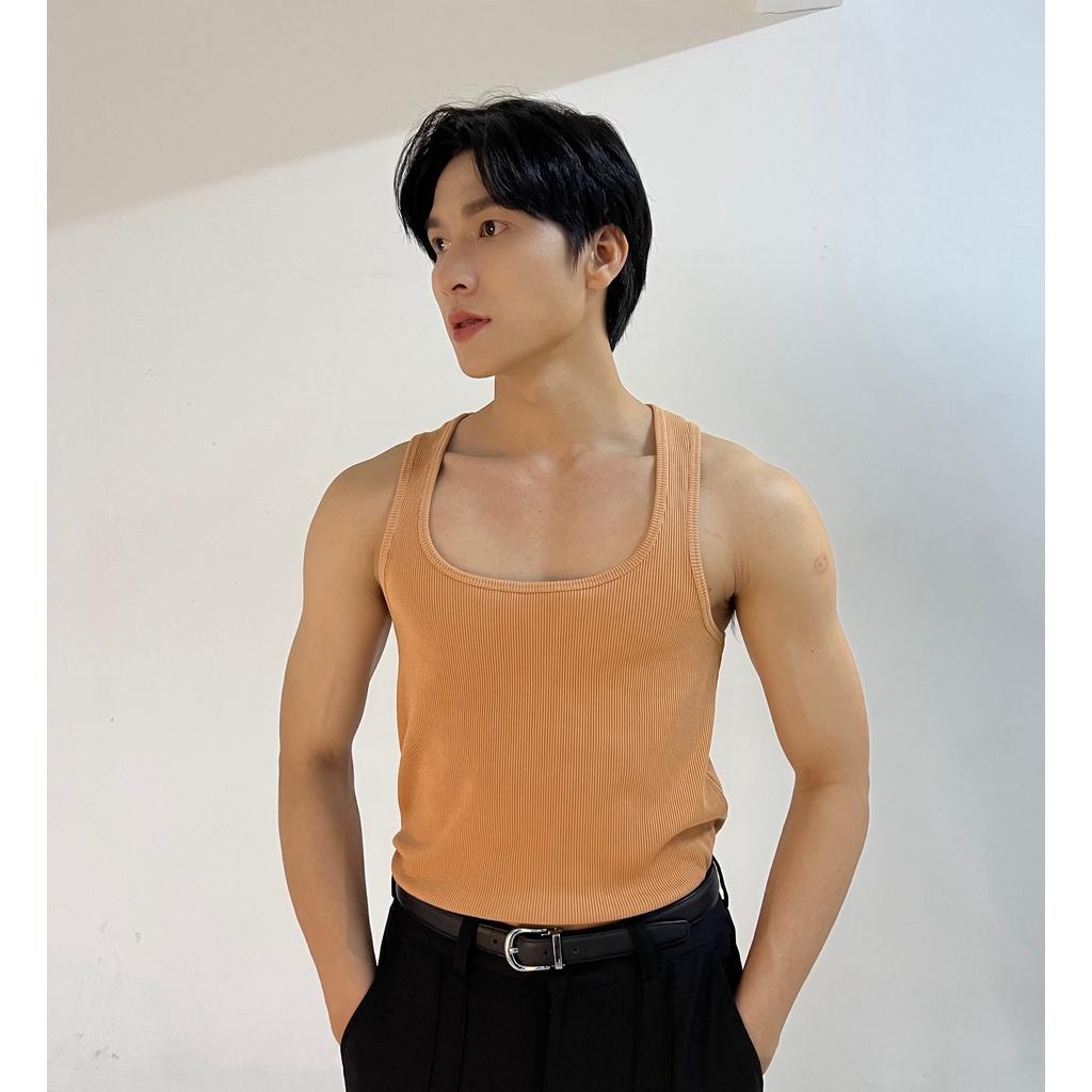 Áo Thun Ba Lỗ Tank Top Nam Cổ Vuông Nhiều Màu Vải Cotton Tăm Gân Thương Hiệu Mr Twins