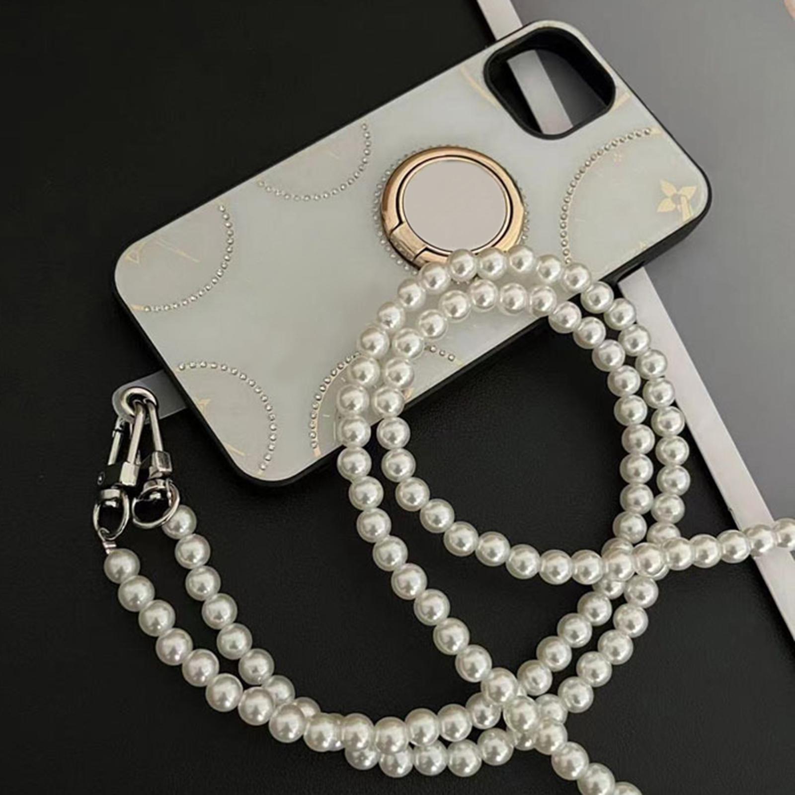 Beaded Phone Chain with Phone Gasket Cute Detachable Phone Lanyard for Women