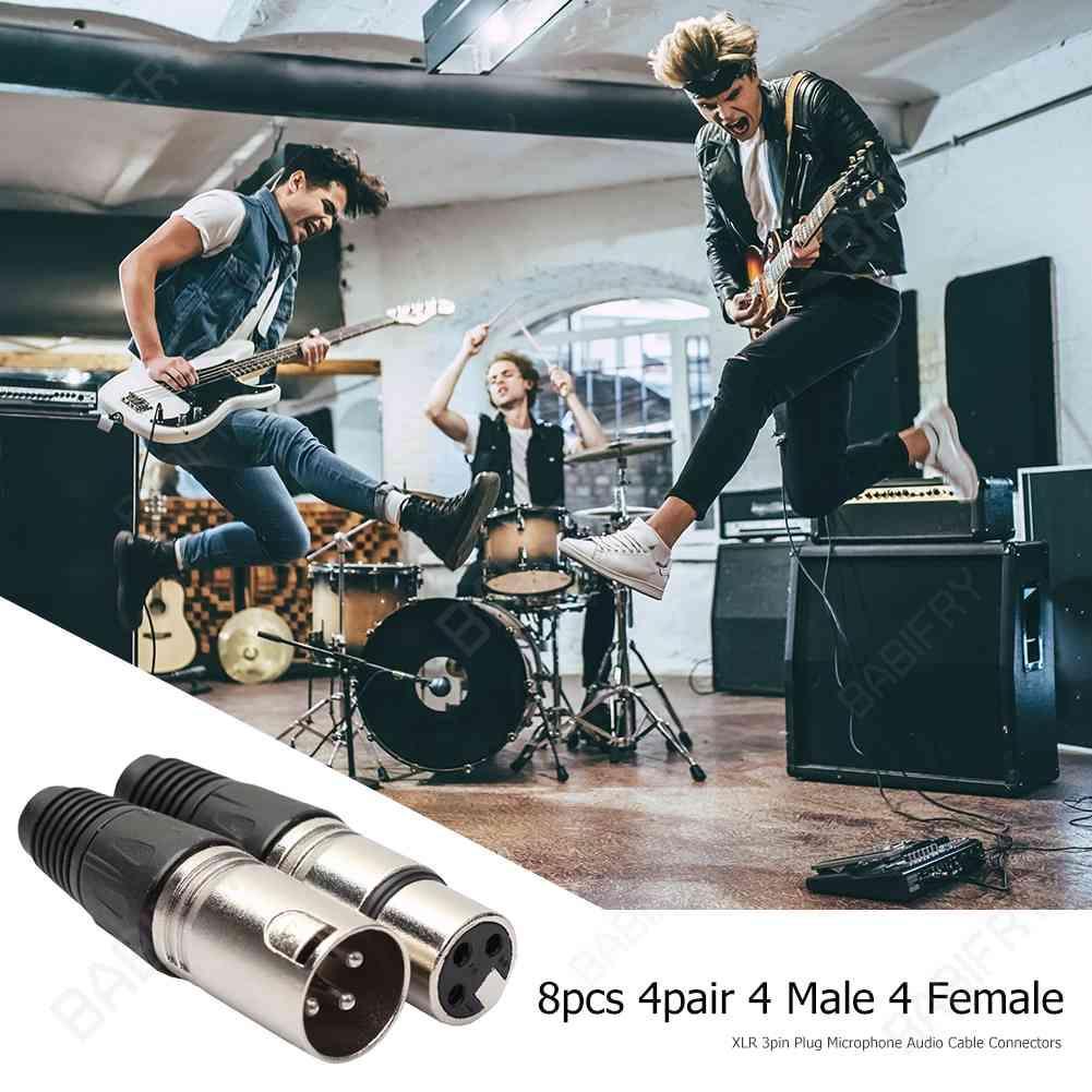 Set 8 Đầu Nối Dây Cáp Âm Thanh Micro 4 Đầu Đực 4 Cái XLR 3Pin