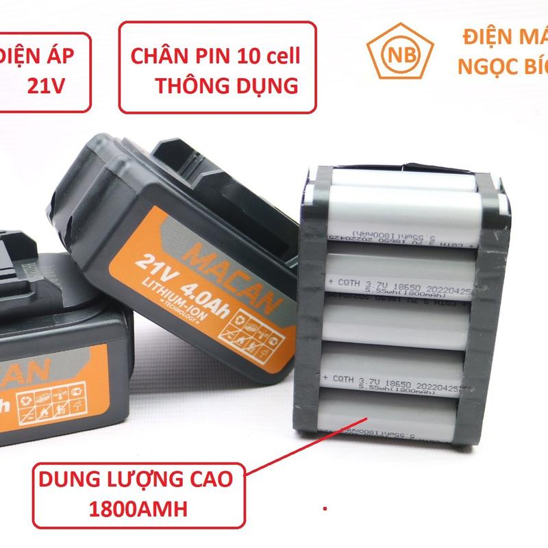 Hàng chính hãng - Máy Mài Góc, Máy Cắt Dùng Pin MACAN 21V Không Chổi Than, Pin 10 cell 2000 mah