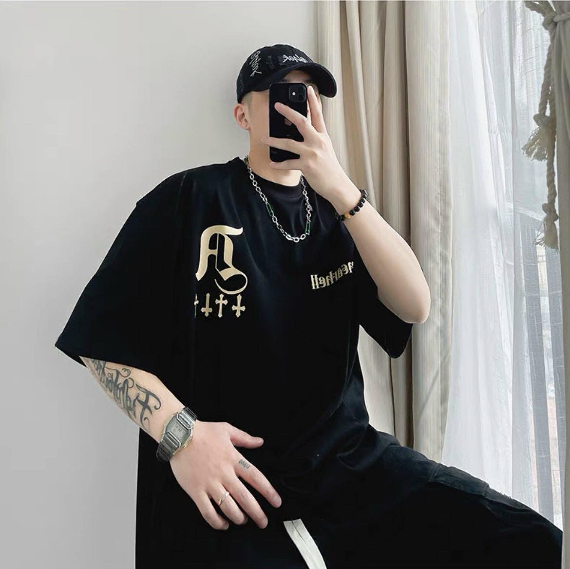 Áo thun trơn tay lỡ Local brand , Tee vancarhell chữ thập Unisex form rộng , oversize chất liệu cotton dày dặn Ulzzang - Gin Store