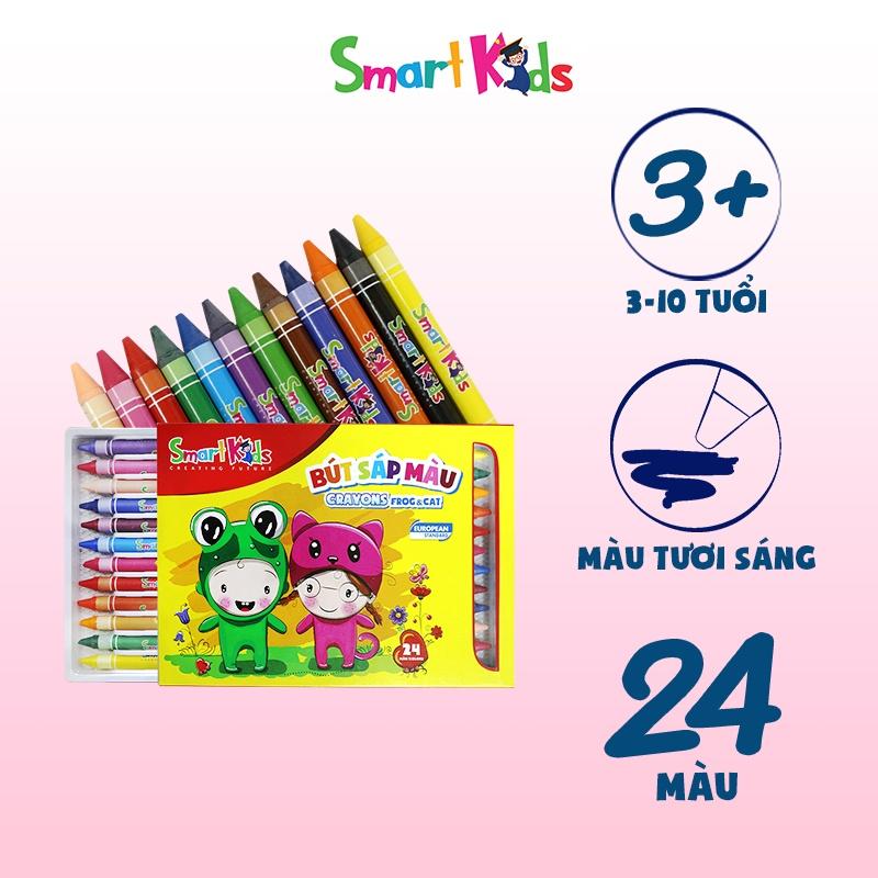 Sáp màu Smartkids FROG &amp;amp; CAT khay nhựa (Hộp 24 màu)