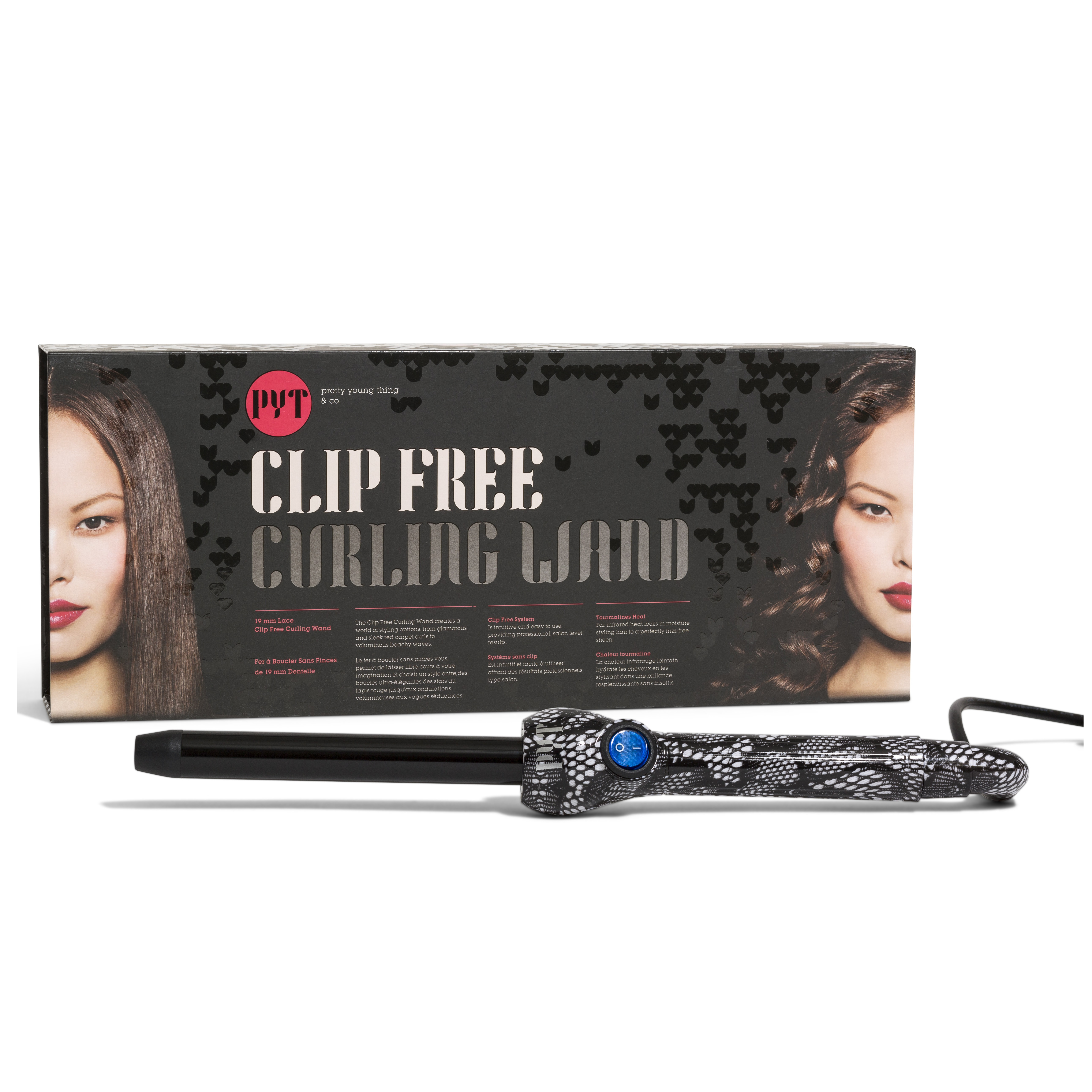 Máy Uốn Tóc PYT Clip Free Curling Wand 19mm - Họa Tiết Ren - Tặng Kèm Găng Tay Chịu Nhiệt