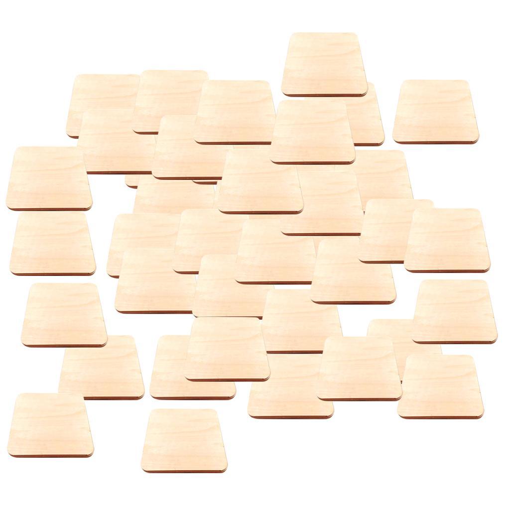 Set of 100 Square Blank Wooden Pieces Cutouts DIY Craft Supplies 1.6inch