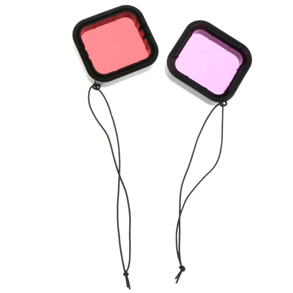 Red & Purple Dive Filter with Anti-lost Tether for HERO5 Black Camera