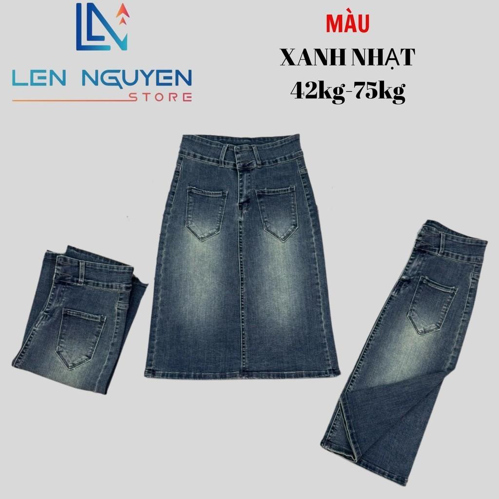 Quần jean nữ, chân váy, lưng cao, quần bò nữ dáng ôm, quần rin nữ có big size, cho 42kg đến 75kg, - Xanh Nhạt