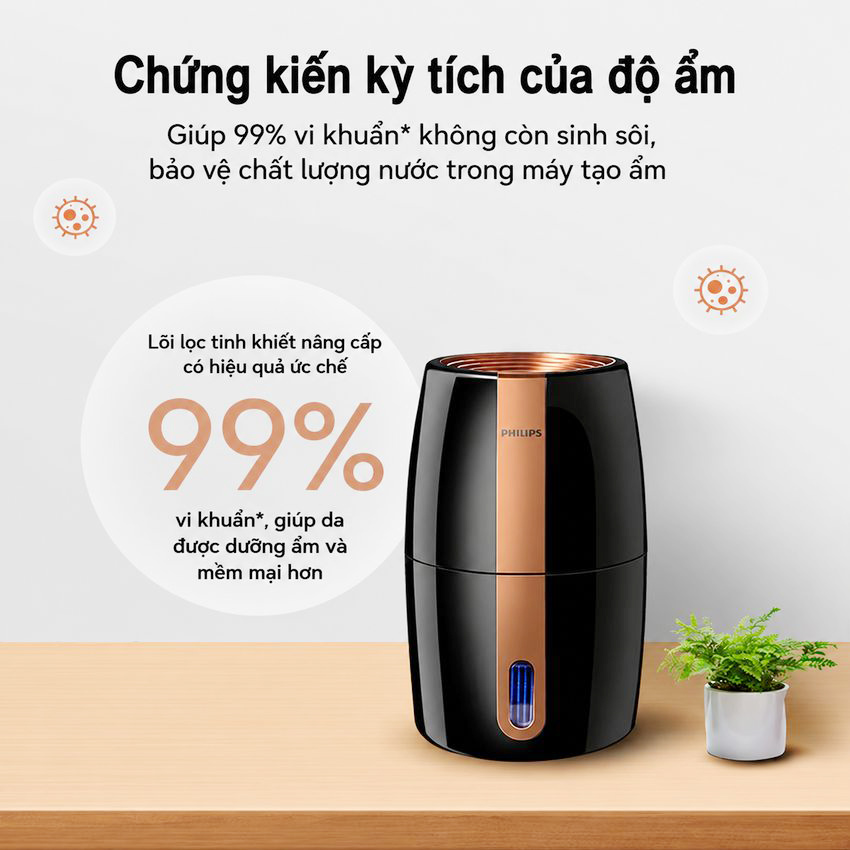 Máy tạo độ ẩm cao cấp thương hiệu Philips HU2718/00 - Hệ thống bốc hơi tiên tiến công nghệ NanoCloud - HÀNG NHẬP KHẨU