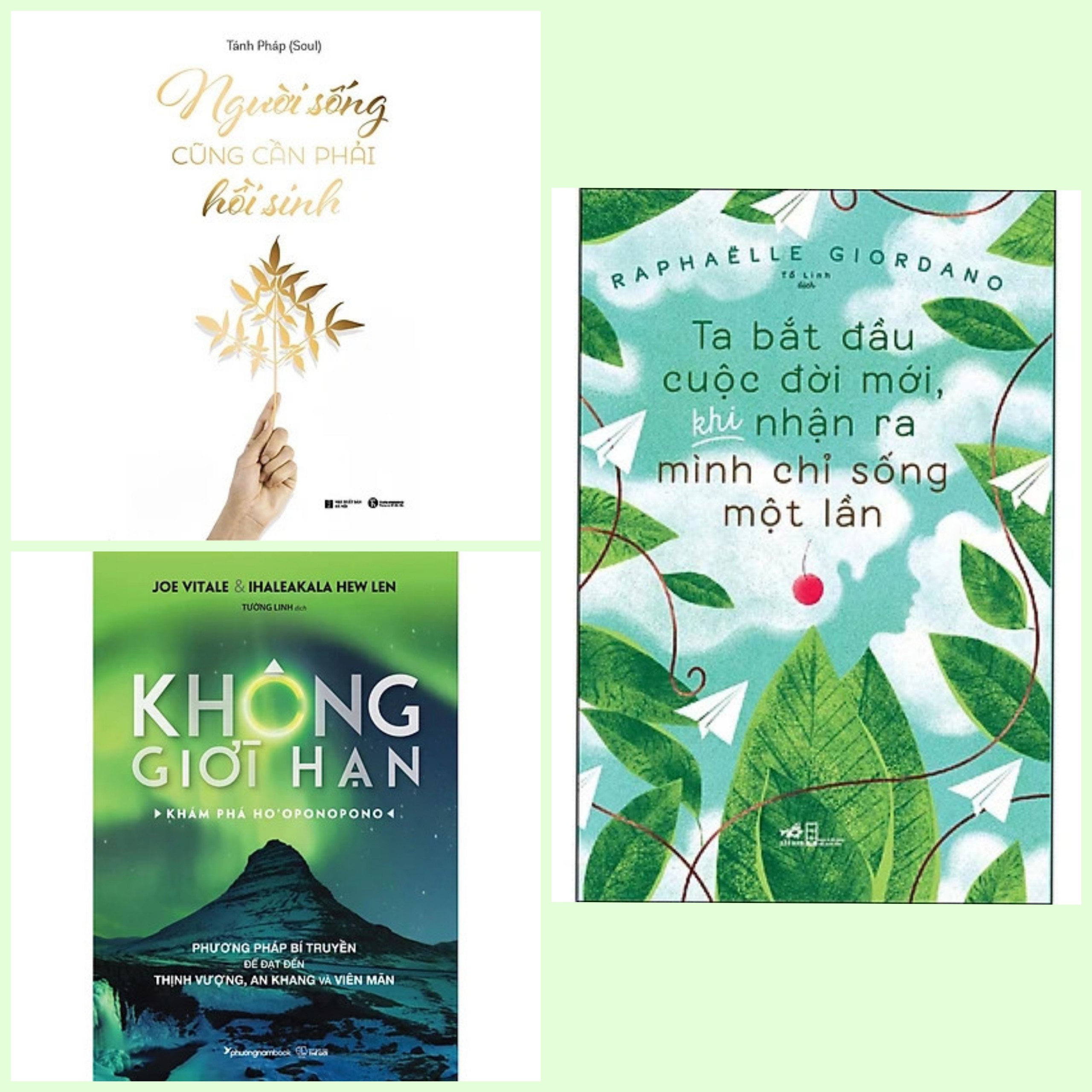Combo 3 cuốn: Không Giới Hạn - Khám Phá HO'OPONOPONO + Người Sống Cũng Cần Phải Hồi Sinh + Ta Bắt Đầu Cuộc Đời Mới, Khi Nhận Ra Mình Chỉ Sống Một Lần
