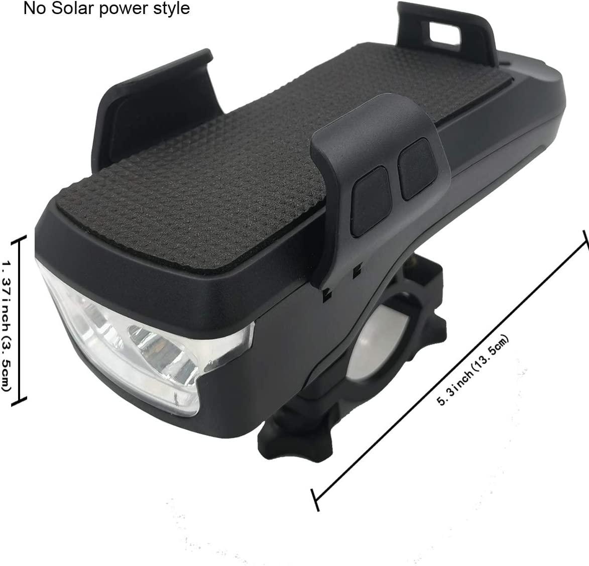 Đèn pha LED dành cho xe đạp với Pin năng lượng mặt trời, Còi và Giá đỡ điện thoại