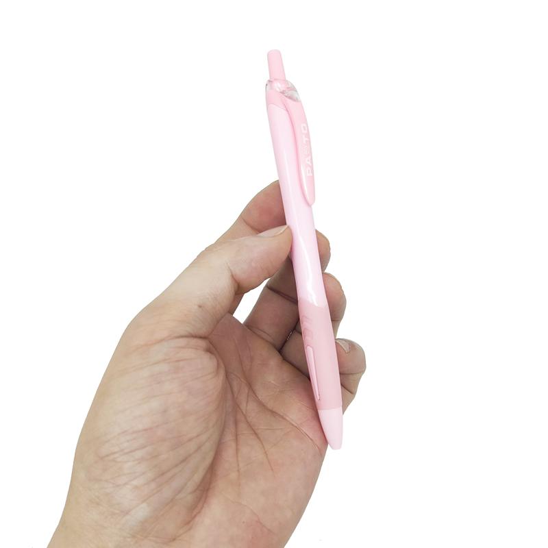 Bút Gel Bấm 0.6 mm Màu Pastel Pazto - Flexoffice FO-GELB039 - Thân Bút Hồng - Mực Xanh