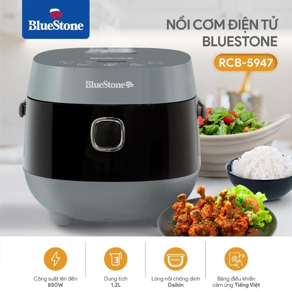 Nồi Cơm Điện Tử Bluestone RCB-5947, Lòng Nồi Dày 2.5mm 1.2Lit - 700w, Hàng Chính Hãng