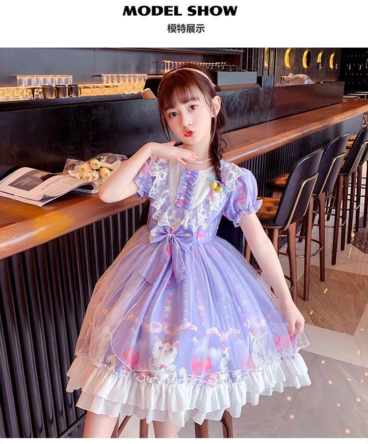 SHUANGYAN Đầm bé gái 2022 Váy mùa hè Lolita Váy mùa thu Cô gái nhỏ Váy công chúa Váy trẻ em Lolita