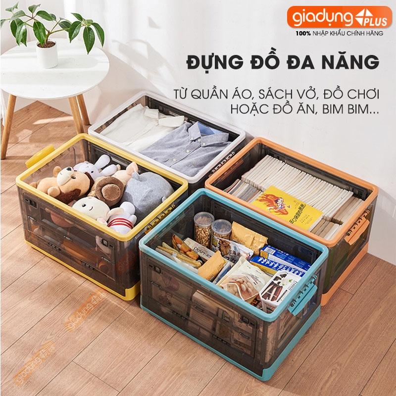 Hộp Đựng Đồ Lớn Bằng Nhựa Trong Suốt, Có Nắp &amp; Bánh Xe Cao Cấp Giúp Đựng Đồ Chơi, Quần Áo, Để Sau Xe Ô tô (50 Lít)