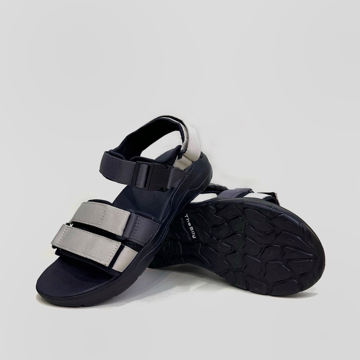 Giày Sandal Nam Nữ Unisex The BiLy Quai Ngang Dây Dù Đế IP Siêu Êm Nhẹ Màu Xám Trắng-BL05