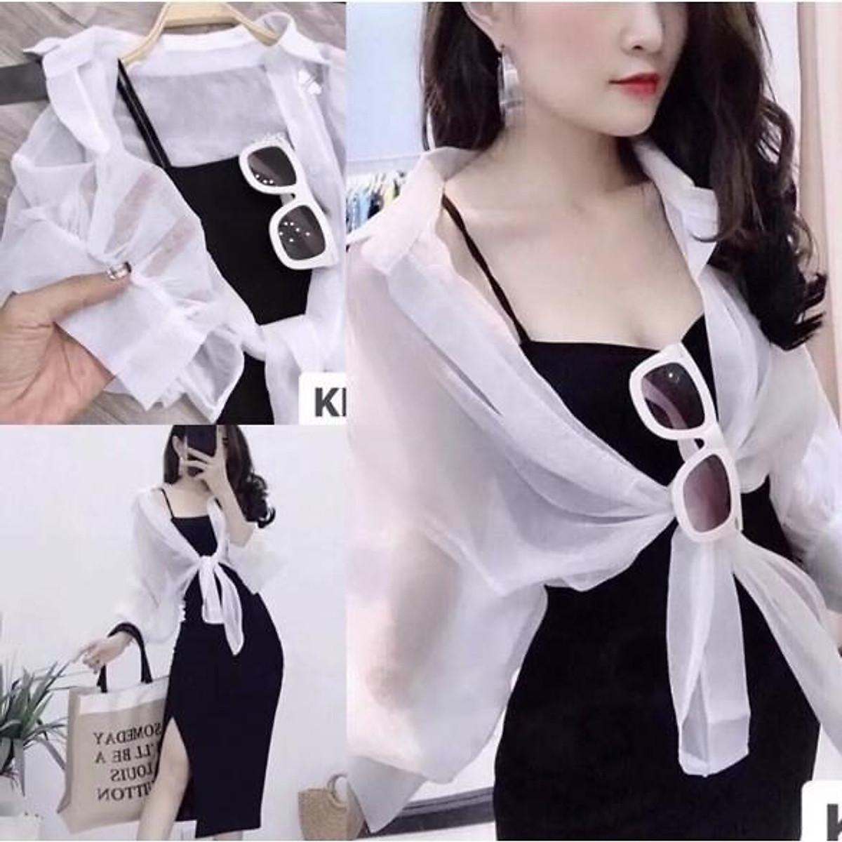 SET ĐẦM NỮ KÈM ÁO KHOÁC SƠ MI - THUN CO GIÃN ÔM BODY HAI DÂY BASIC TRƠN KIỂU HÀN QUỐC HOT GIRL 07 - Đầm tím-sơmi trắng