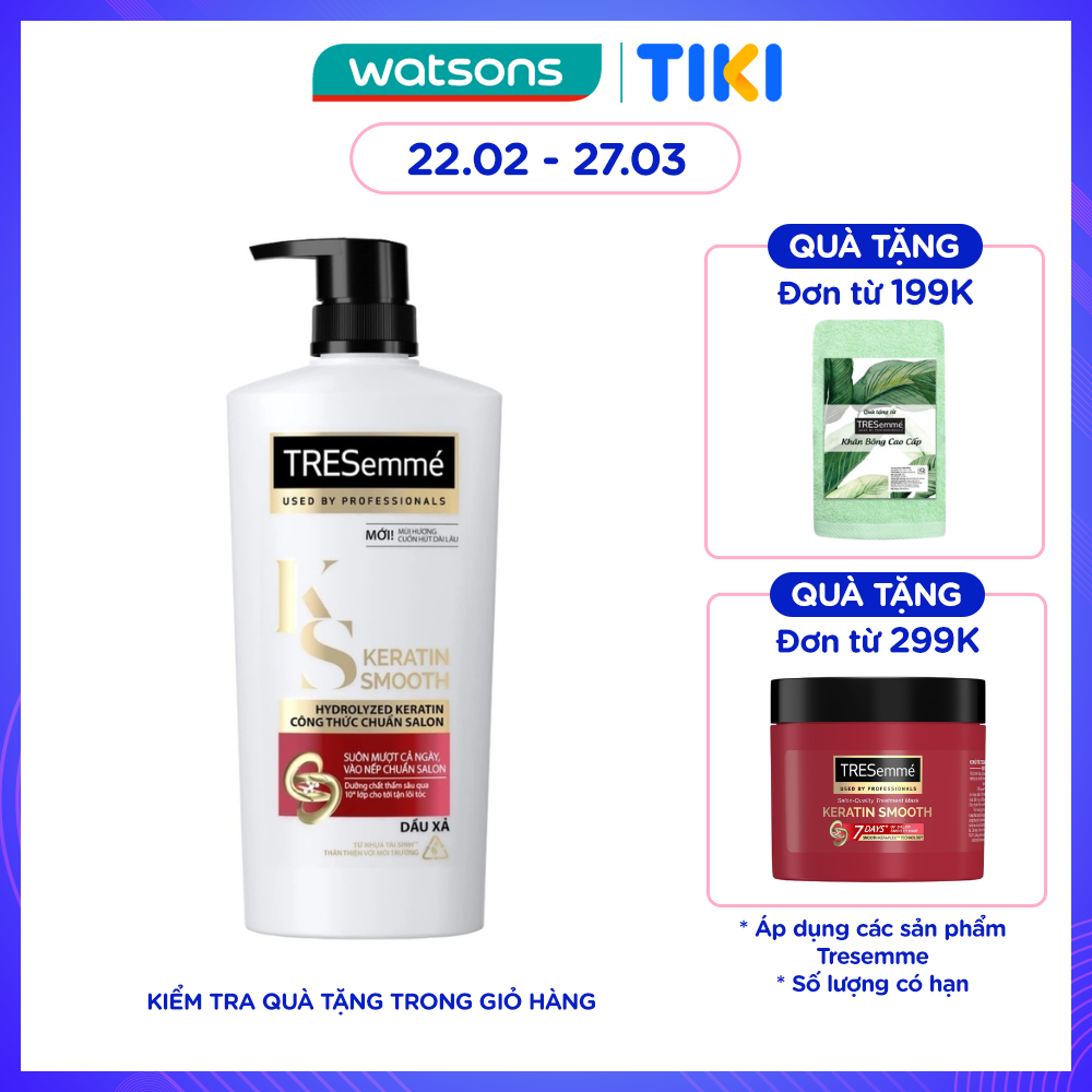 Dầu Xả Tresemmé Keratin Smooth Tinh Dầu Argan &amp; Keratin Vào Nếp Suôn Mượt 620g