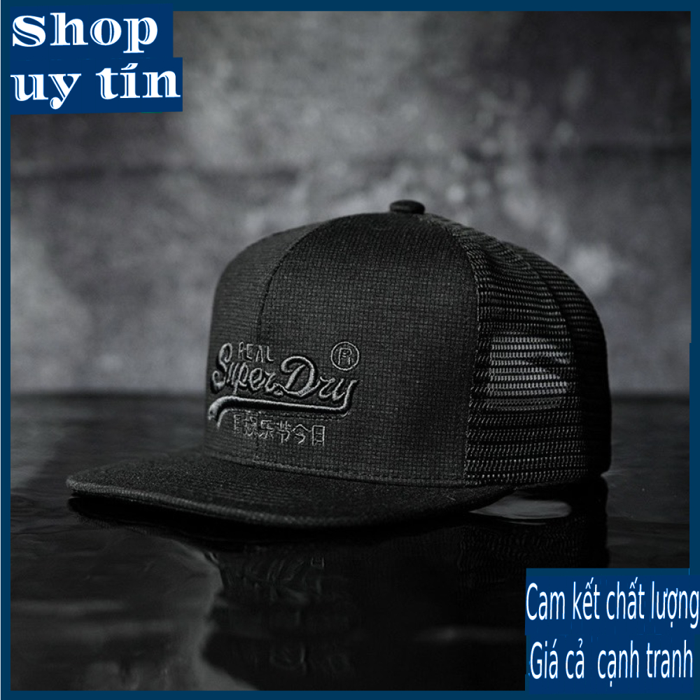 [ Miễn ship / giảm giá ] MŨ NÓN LƯỠI TRAI NAM NỮ SNAPBACK VÀNH PHẲNG SUPER DRY CÁ TÍNH- màu đen