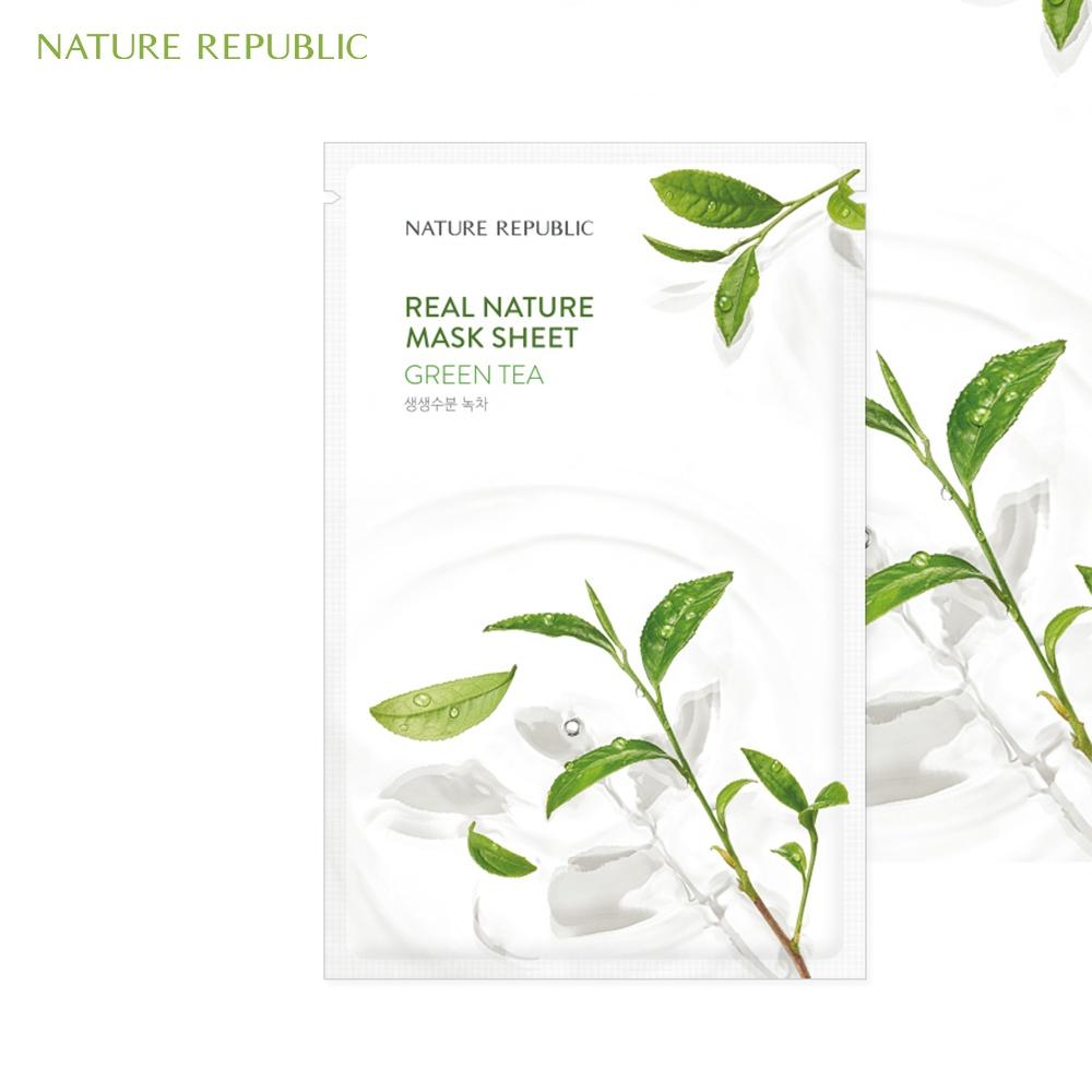 Nature Republic Mặt nạ giấy dưỡng ẩm, ngăn ngừa mụn cho da Real Nature Green Tea Mask Sheet 23ml