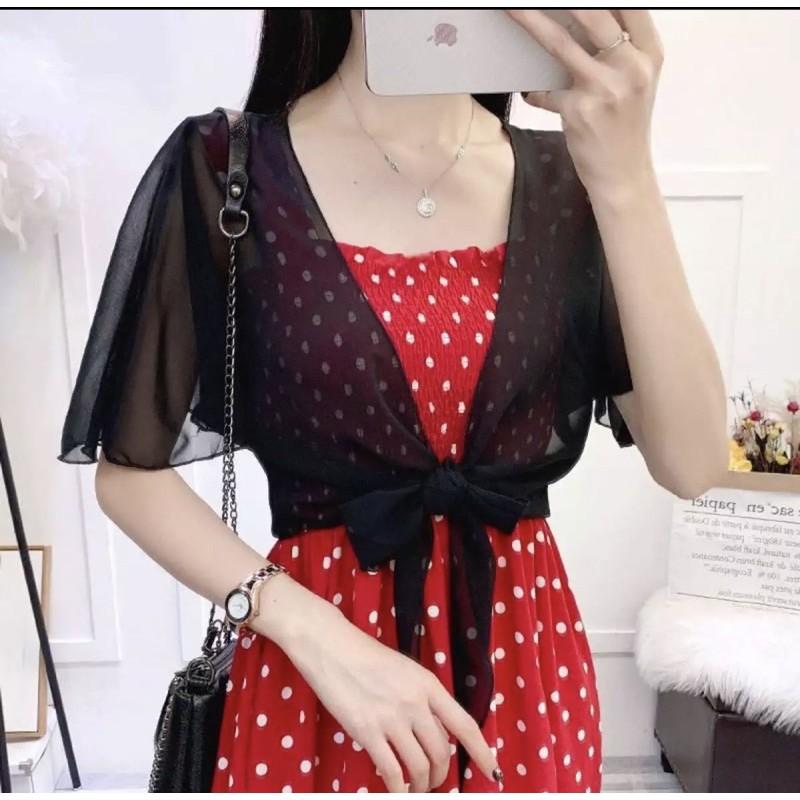 Áo khoác voan cột eo tay loe diện đẹp luôn xinh tươi