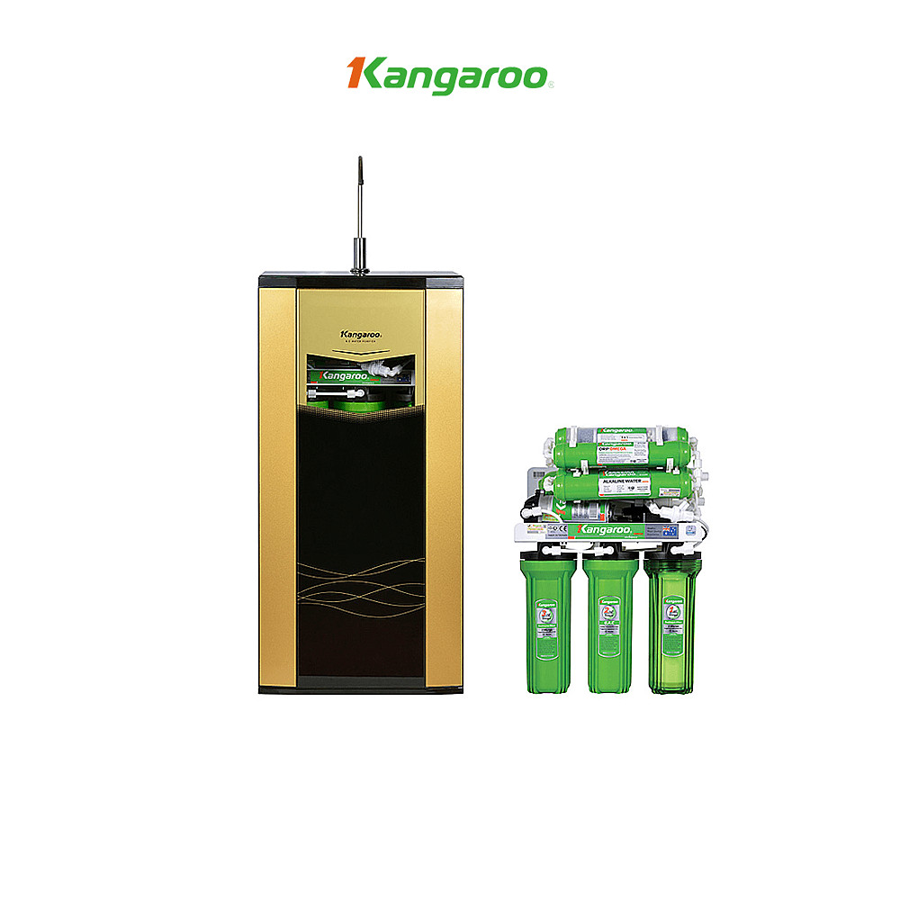 Thiết bị lọc nước Kangaroo RO, 9 lõi Omega model KG110A vỏ tủ VTU màu vàng (kèm carton) - Hang chính hãng