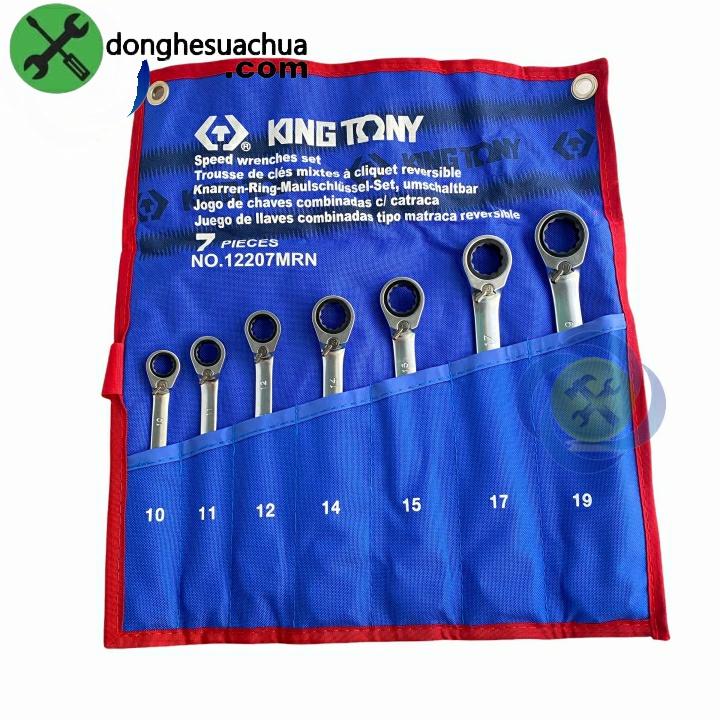 Bộ cờ lê vòng miệng tự động 7 chi tiết có khóa gạt Kingtony 12207MRN 10mm - 19mm