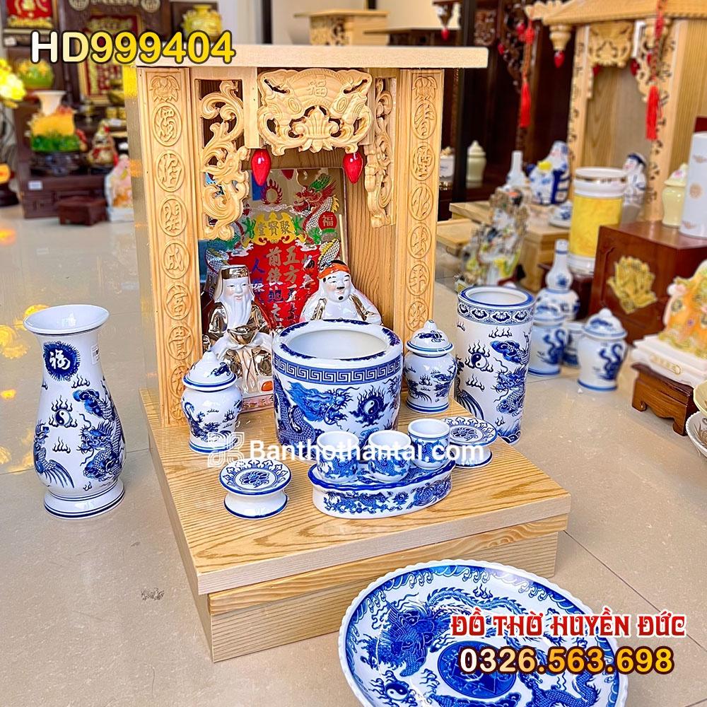 Bàn Thờ Thần Tài Mái Bằng Màu Vàng Đồ Thờ Xanh Rồng