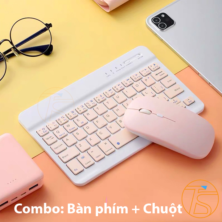 Combo chuột và bàn phím mini 10inch kết nối bluetooth cho laptop, máy tính, điện thoại