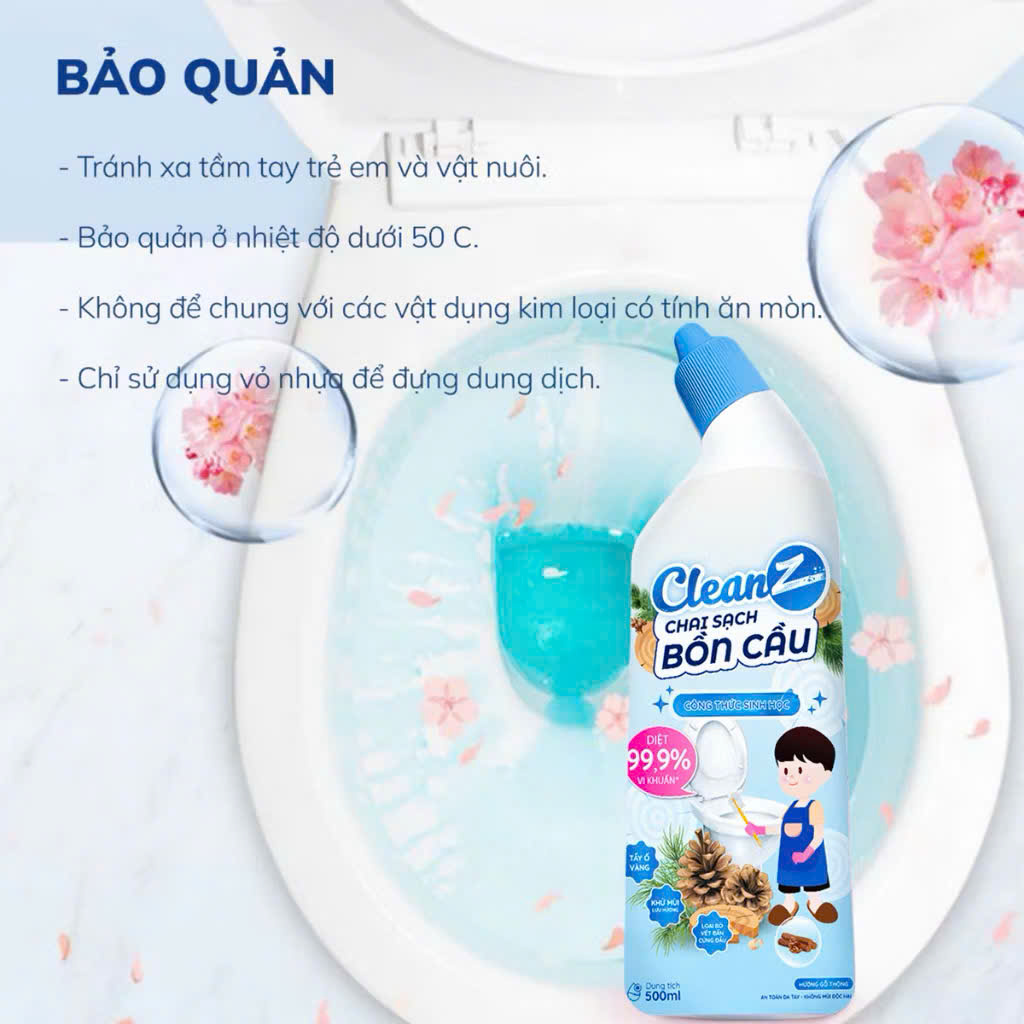 Chai Tẩy Sạch Bồn Cầu Diệt Khuẩn CleanZ hương gỗ thông - 500ml