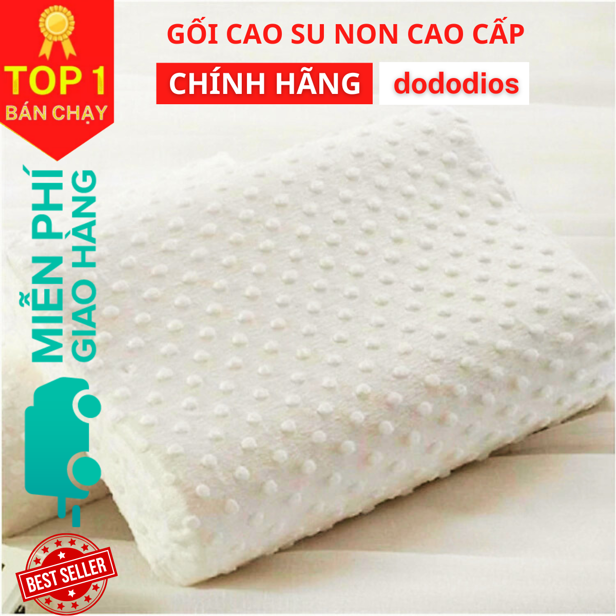 Gối Cao Su Lượn Sóng nâng đỡ, bảo vệ đốt sống cổ, Gối Memory Foam 50D Hình Cong HLW111, Gối Memory Foam 50D HLW114, siêu mềm, êm ái, thích hợp với mọi lứa tuổi - Hàng chính hãng dododios