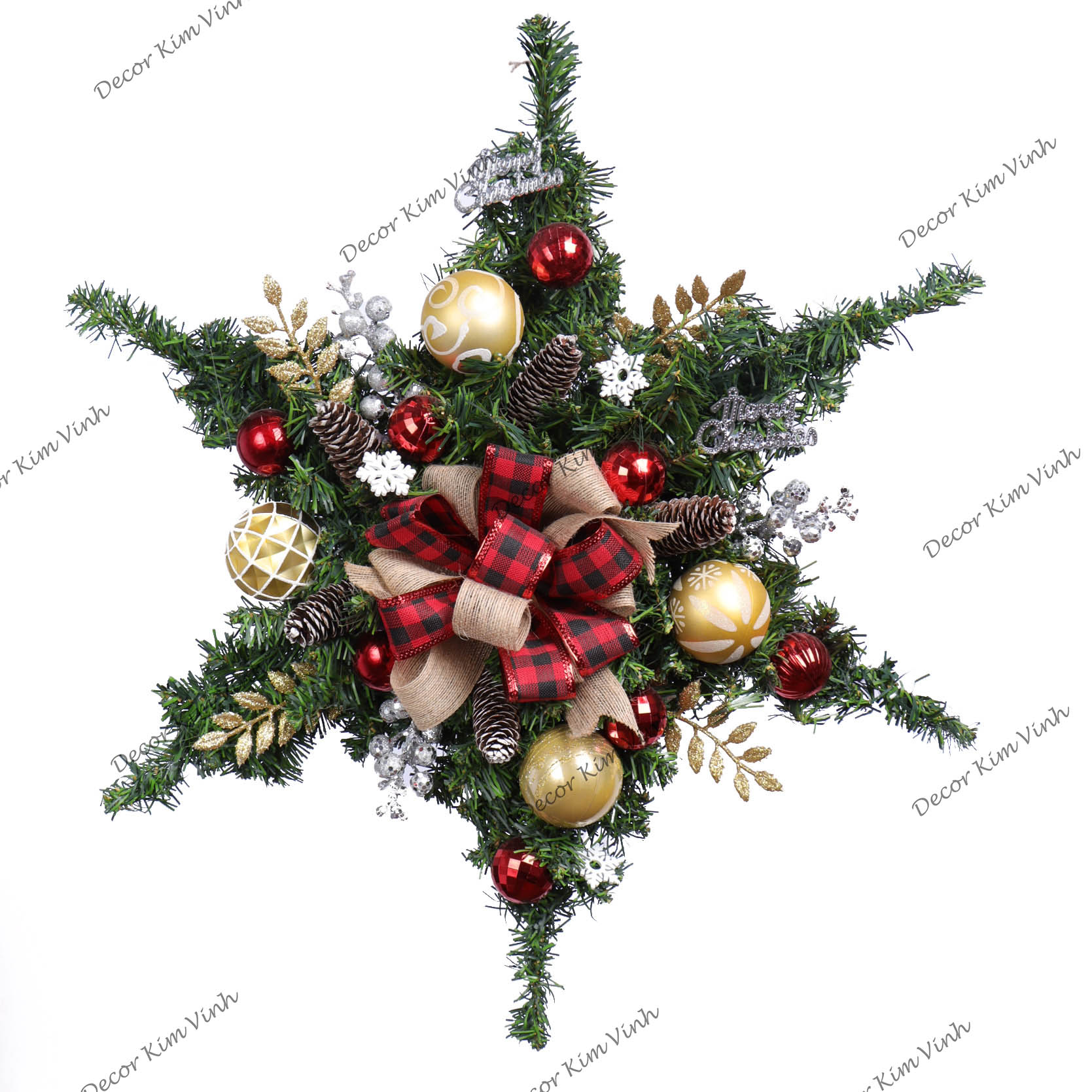 Dây Treo Chùm Thông CT09 Chùm Thông Kết Sao Trang Trí Noel Kèm đèn