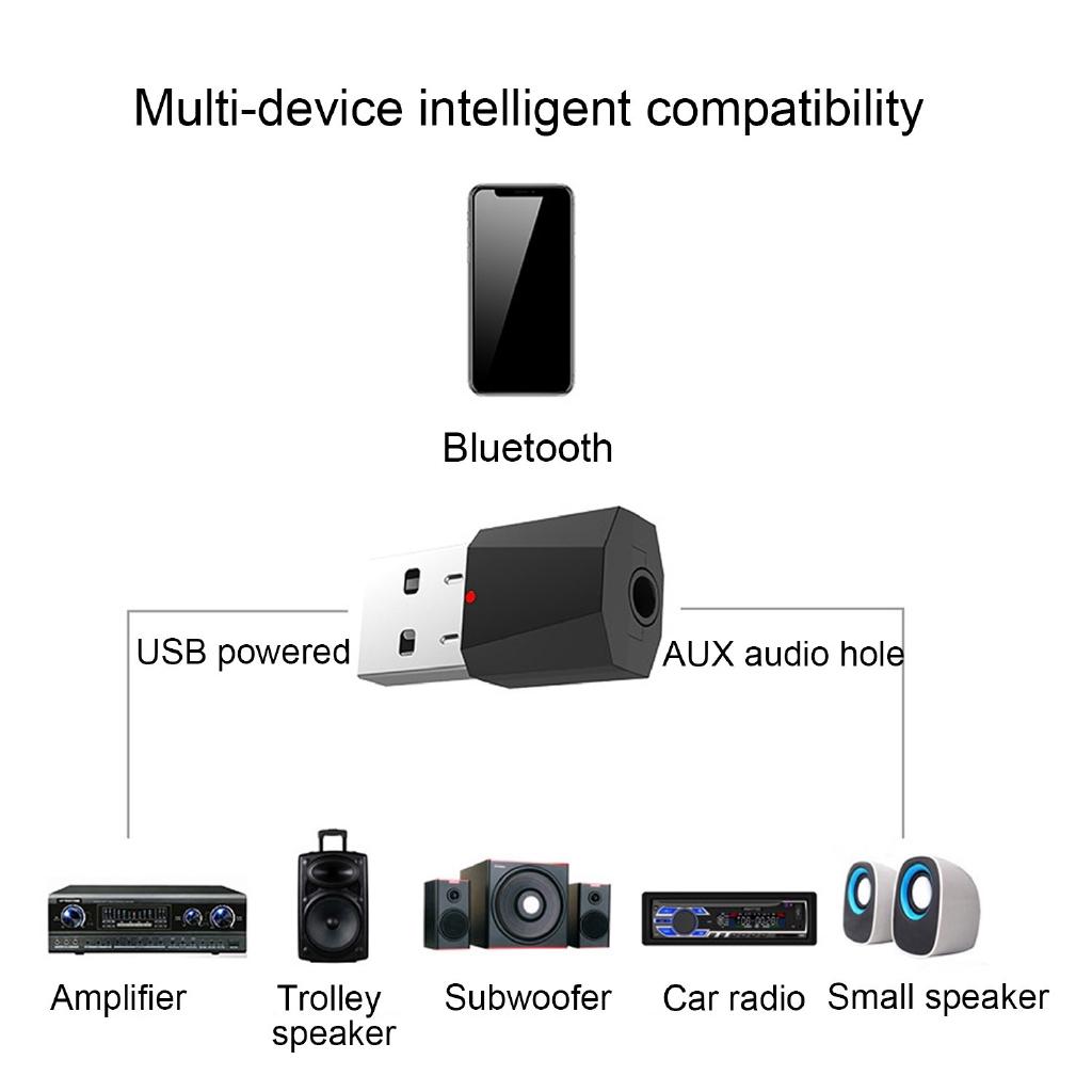 USB Bluetooth 4.2 Receiver Mini Audio Music Adapter Car kit with 3.5mm Cable