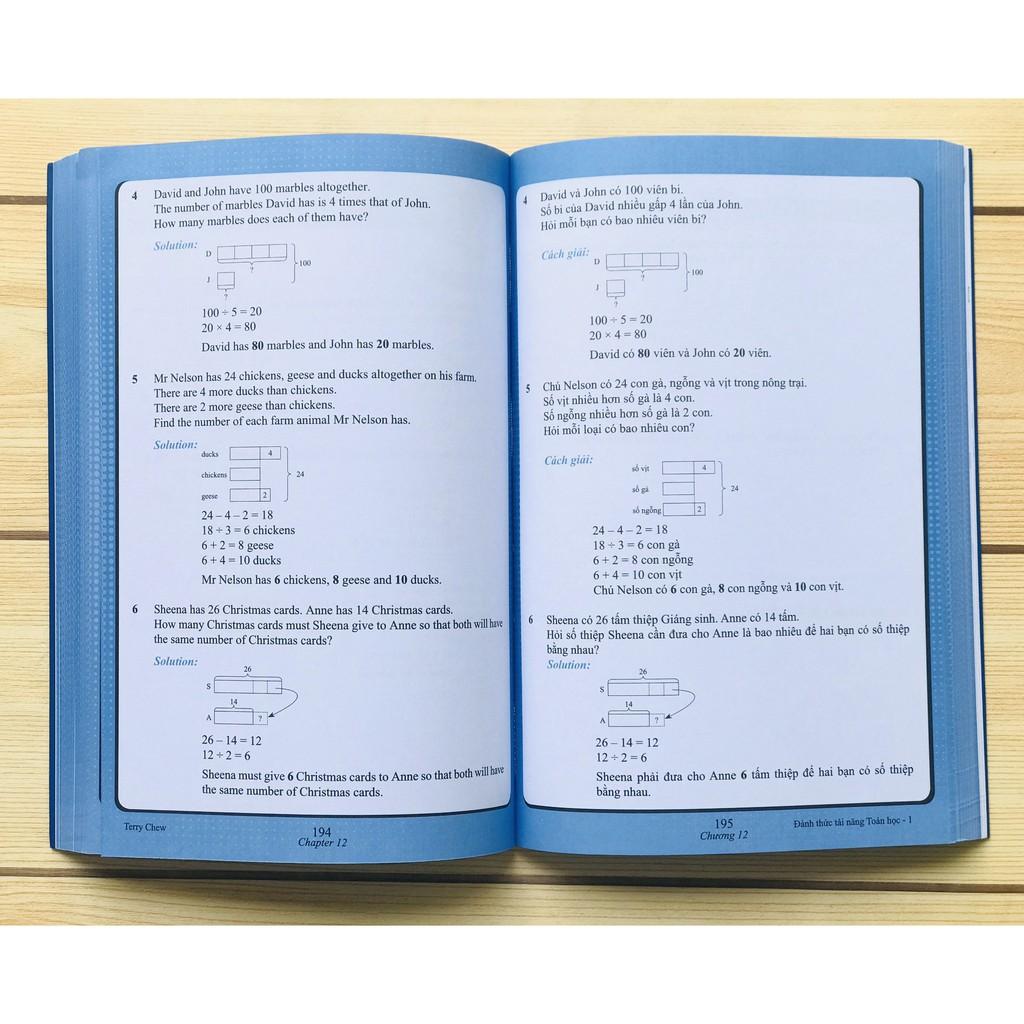 Sách Đánh thức tài năng toán học 1, toán lớp 1, toán lớp 2 ( 7 - 8 tuổi )