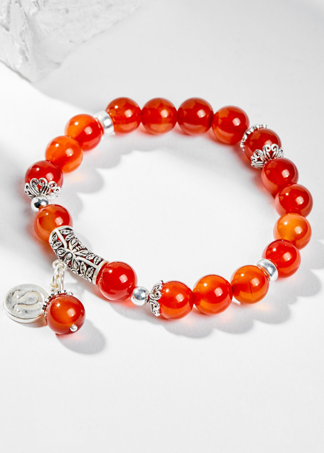 Vòng Tay Phong Thủy Nữ Đá Mã Não Đỏ Phối Charm Cung Hoàng Đạo Sư Tử  Mệnh Hỏa, Thổ Ngọc Quý Gemstones