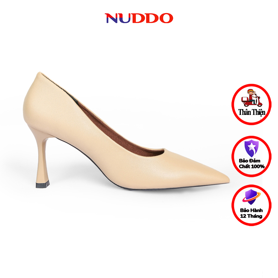 Giày cao gót nữ công sở NUDDO mũi nhọn gót nhọn 7 phân da lì mềm mại_NUL705