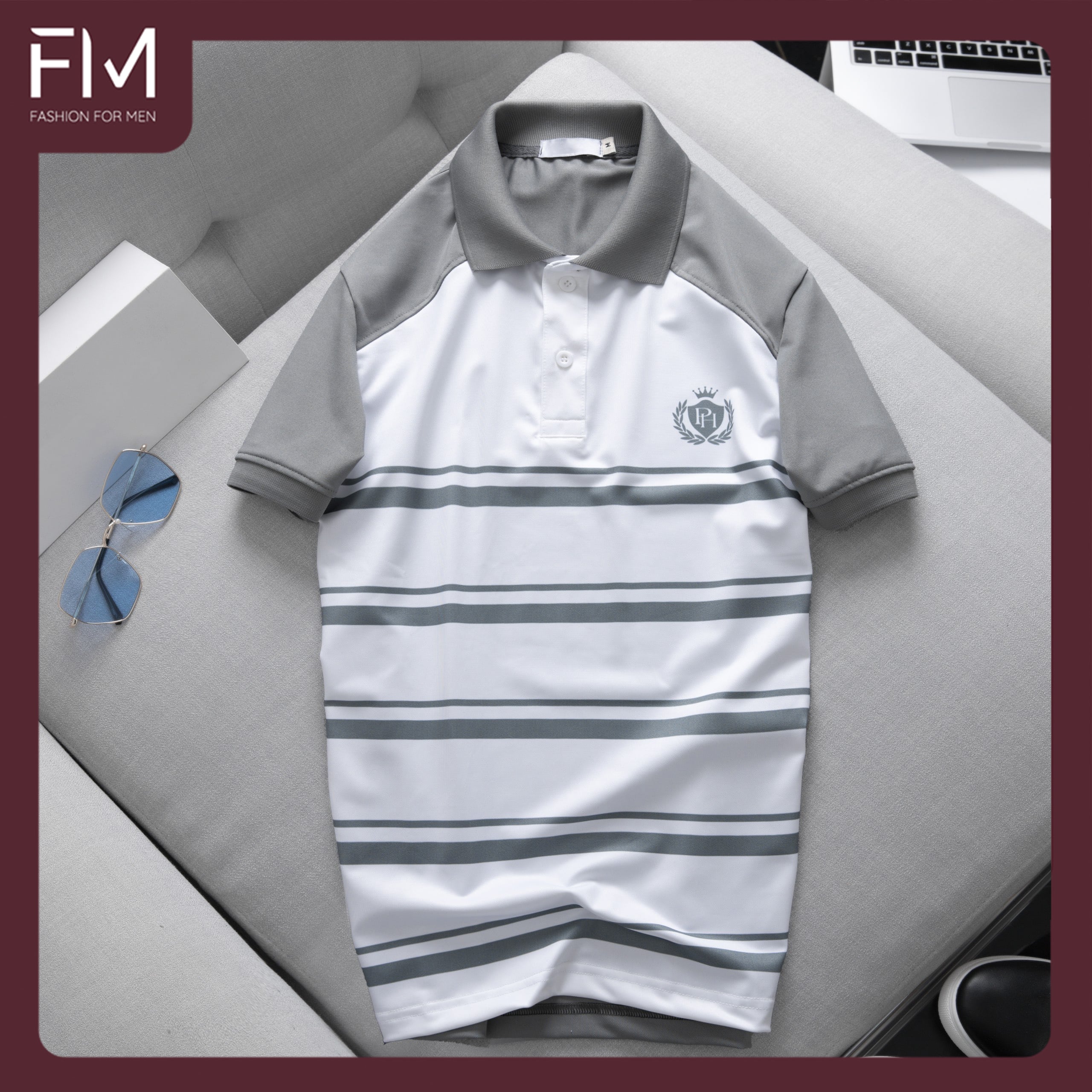 Áo thun polo thời trang nam thanh lịch, họa tiết in sọc trên áo, phù hợp mọi sự kiện - FORMEN SHOP - FMPS178