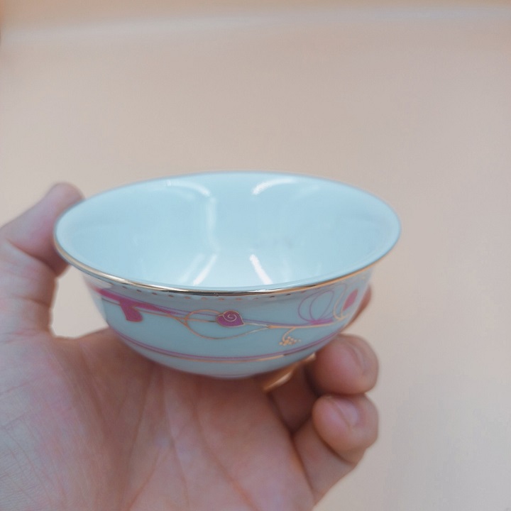 Chén Tương ,Bát Mắm hoa đỏ viền vàng sứ Long Phương Cao Cấp
