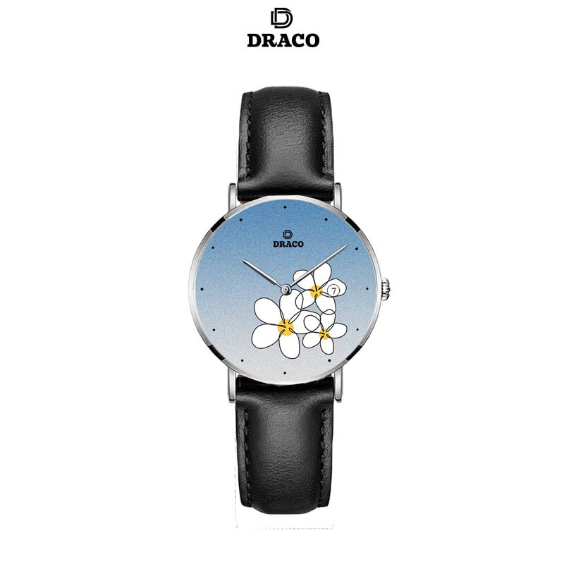 Đồng Hồ Nữ Sang Trọng DRACO D22-STN01 “Flower Garden” Xanh Da Đen