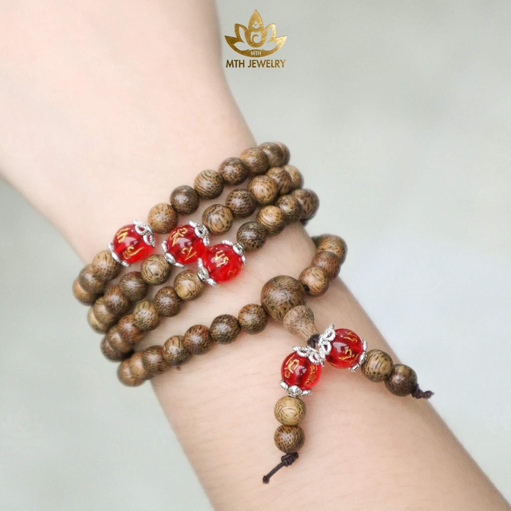 Vòng Tay Trầm Đính Đá Ngũ Sắc Trợ Mệnh Omani - Đá Mã Não - Phong Thủy Theo Mệnh - Trầm Tốc Tự Nhiên 100%