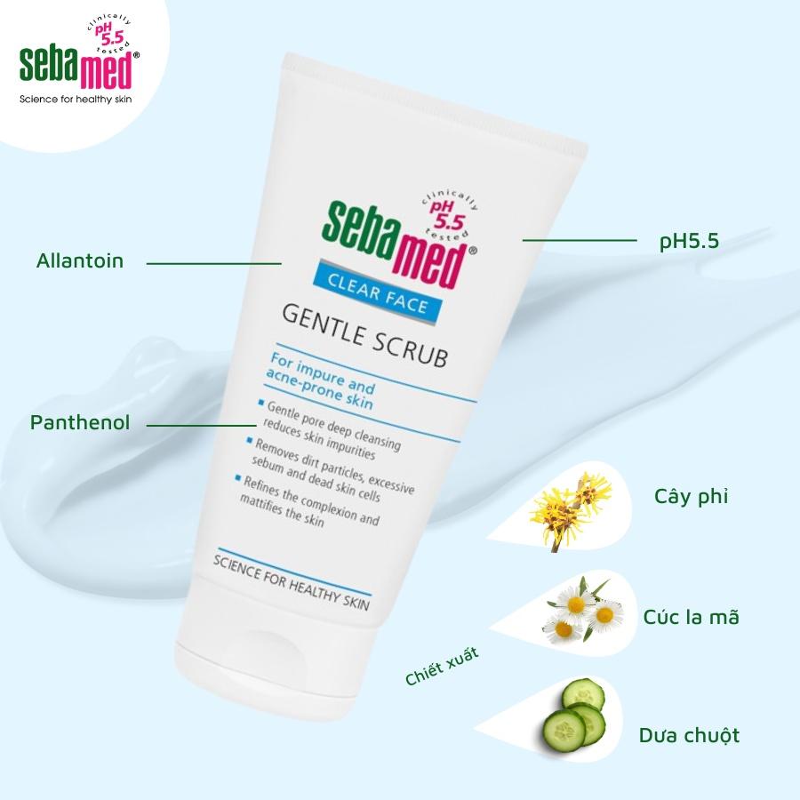 Kem tẩy tế bào chết làm sạch sâu Sebamed pH 5.5 - Sebamed Clear Face Gentle Scrub 150ml