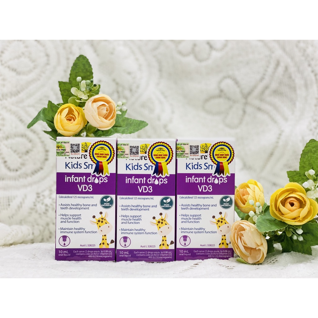 Combo 2 Siro Uống Nature's Way Kids Smart DHA Và Infant Drops VD3 Bổ Sung Vitamin D, Phát Triển Não Bộ Cho Bé