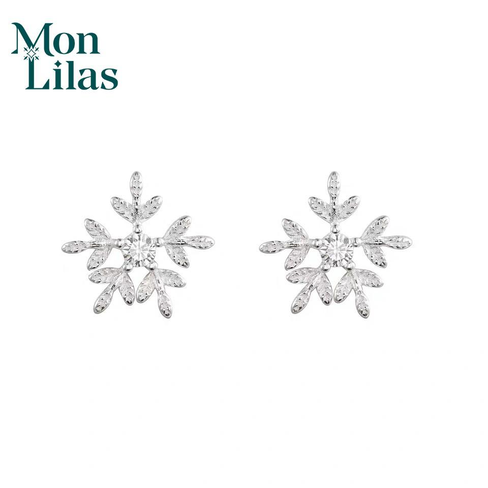 Bông Tai Bạc Nữ Mon Lilas Hình Bông Tuyết Cá Tính Snowflakes - K204003