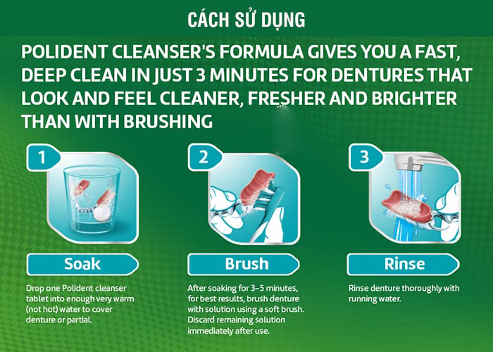Viên sủi ngâm làm sạch răng giả đến 99.9% trong 3 Minute Nhật Bản 132 Tablets