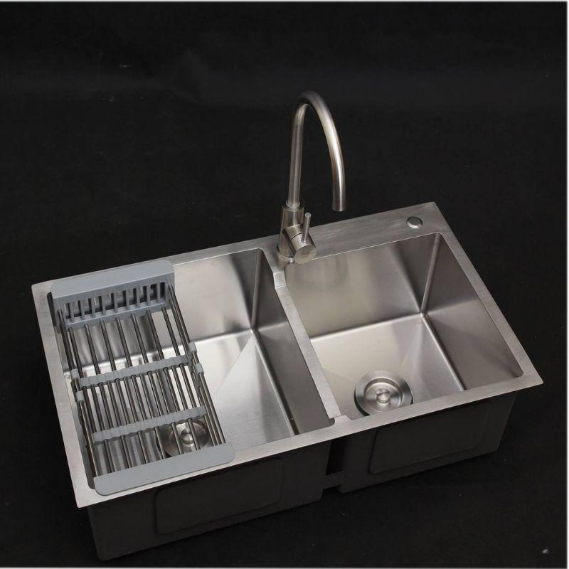 Chậu rửa bát INOX 304 Kích thước 82*45 siêu dày, chống ồn, chống bắn nước