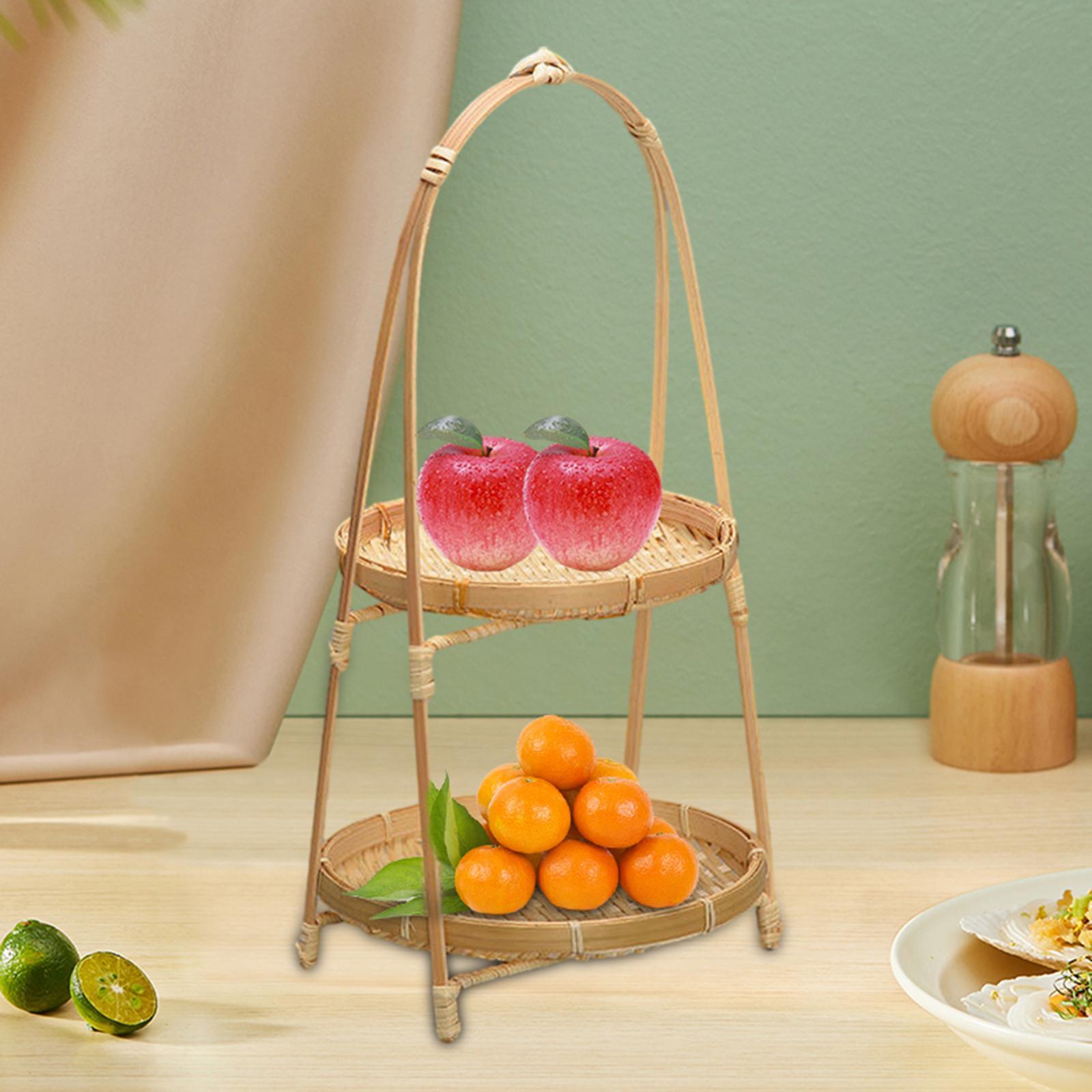 Bamboo Fruit Bowl Kitchen Organizer Decor Fruit Basket for Kitchen Desk Home